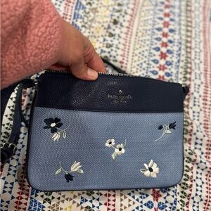 Kate Spade Navy and Light Blue Floral Crossbody Bag